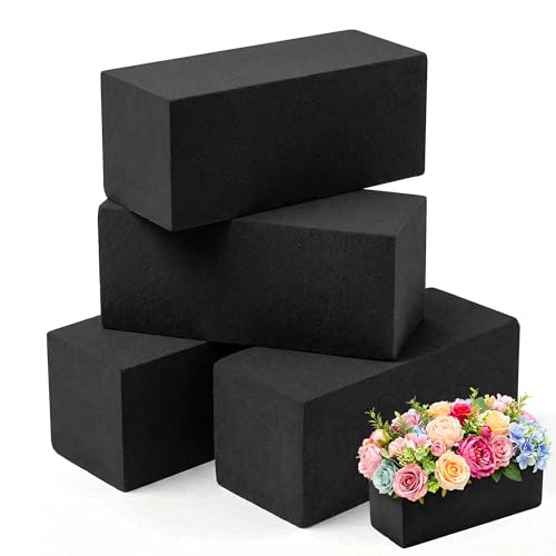 Max Shape Black Floral Foam Blocks for Artificial & Dried Flowers, Reusable Floral Foam Blocks, Water Resistant Flower Foam Blocks, Dry Floral Foams for Artificial Flowers (4, 9x2.99x2.99") - color: 4 Pack, size: 9x3x3"