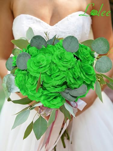 LELEE 108 Pcs Artificial Flowers Fake Silk Roses Long Stem Rose Bouquet Wedding Party Home Decor for DIY Baby Shower Centerpieces Tables Home Decorations(Light Green) - color: Light Green