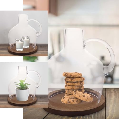 Efavormart 10" Heavy Duty Clear Glass Vases Candle Holder Centerpiece Vessel Jar with Wooden Base - color: Clear, size: 10‘’