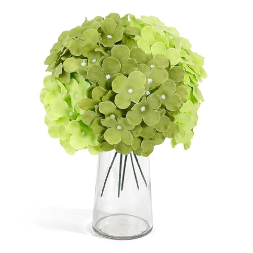 Auihiay 64Pcs Hydrangea Artificial Flowers Bulk, Faux Hydrangea Flowers Heads with Stems for Spring Wedding Garden Kitchen Counter Housewarming Home Party Decor(Mixed Green) - color: Mixed Green
