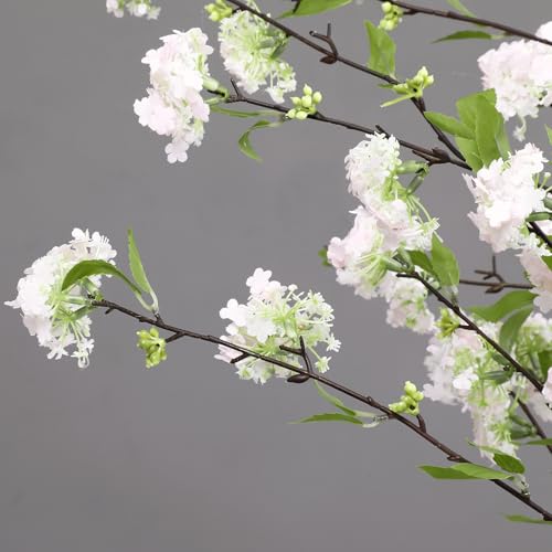 4 Pcs Artificial Plants Flowers 43" Faux Greenery Long Stem Branches for Vase Realistic Silk Fake Snowball Viburnum Artificial Hydrangea Flowers for Tall Vase Home Table Decor(Pink) - color: Pink