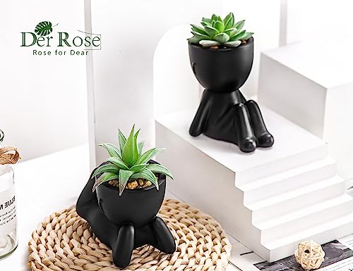 Der Rose Bundle of 2pcs 16" Fake Plants Artificial Plants and Set of 2 Fake Succulent Plants for Farmhouse Bathroom Kitchen Office Home Decor Indoor