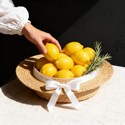 Fake Lemons for Home Kitchen Table Fruit Bowl Decoration, 3.75", Yellow, 12 Pack - color: Yellow, size: 3.75"