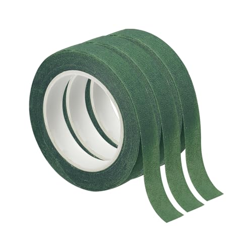 PATIKIL Floral Tape 1/2" x 20 Yard / 12mm x 20m, 3 Pack Flower Wrap Adhesive Tape for Bouquet Stem Wrapping, Green Black - color: Green Black