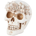 Primitives by Kathy Floral Skull Figurine - Romantic Halloween Resin Skull with Floral Crown and Metallic Bronze Accents