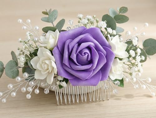 Deep Purple 50 PCS Foam Rose Stemless Artificial Flower Head Bulk 2.75in Mini Fake Simulated Eternal Flores Roses Flower for DIY Craft Bridal Bouquets Centerpieces Arrangement Home Decoration - color: Deep Purple