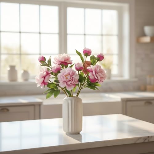 Peony Artificial Flowers,4 Pcs Fake Faux Peony Flowers Look Real,Silk Peonies with Stems for Home Decor,Purple Pink Peonies Artificial Flowers for Floral Arrangements (4, Purple Pink) - color: Purple Pink