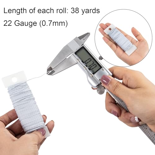 114 Yards 22 Gauge Metal Floral Flexible Paddle Wire for Christmas Wreath Tree, Floral Flower Arrangements(White) - color: White