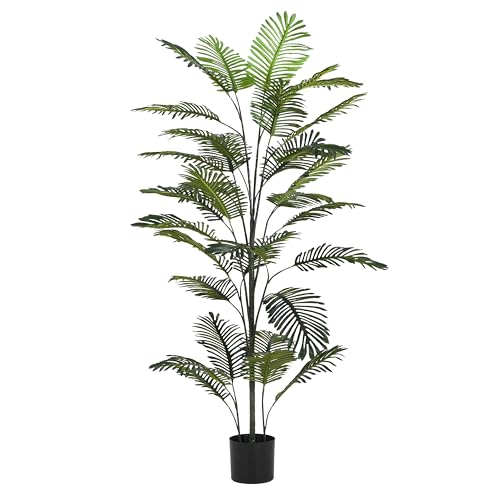 Christopher Knight Home Luke 86''H Artificial Tree Indoor, Artificial Palm Tree with Nursery Pot, Faux Tree for Living Room, Artificial Plant for Home Office Decor, 1pcs with Black Plastic Pot, Green - color: Green/86''h