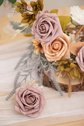 MACTING Artificial Rose Flowers 30PCS Real Touch Fake Flowers with Stem Soft Foam Roses for DIY Wedding Bouquets Table Centerpieces Baby Shower Party Spring Home Valentines Day Decor,Dusty Purple Pink - color: Dusty Purple Pink, size: 30PCS