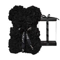 DuHouse 10 inch Rose Bear Artificial Plant for Anniversary, Birthdays, Bridal Showers - Fully Handmade, Unique Gift Box (Black) - color: Black
