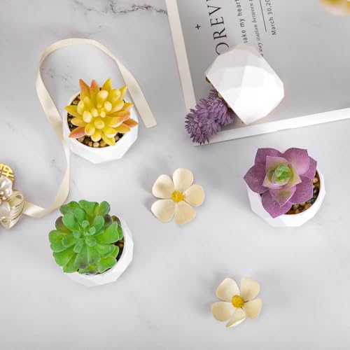Artificial Succulent Plants with No Pot, 13 Pc Small Fake Plants Faux Succulents Unpotted for Lotus Landscape Decorative Garden Arrangement Decor DIY,Green Yellow Purple - color: 13pc
