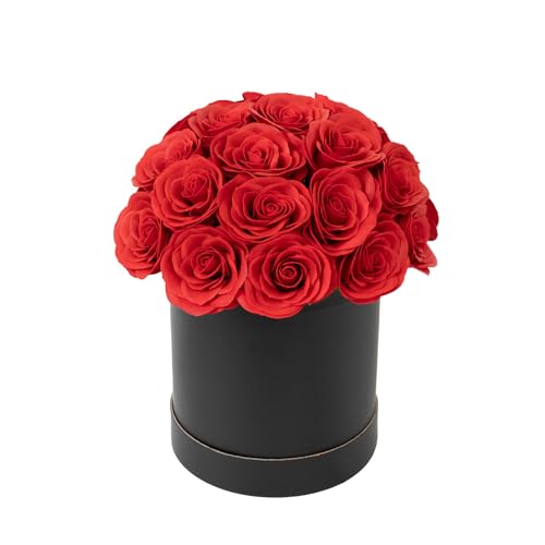 Efavormart 27pcs Red Artificial Rose Centerpiece in Luxury Black Gift Box, Prearranged Premium Silk Rose Bouquet for Table Decor and Romantic Gifting - color: Red Rose01