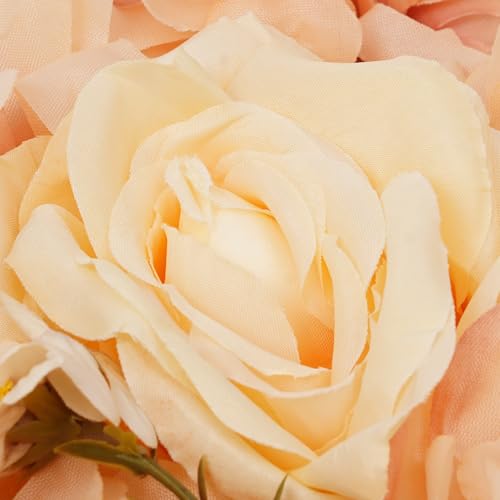 12Pcs Artificial Flower Wall Panel 3D Floral Backdrop Walls 15" X 15" Flower Wall Decor Flower Backdrop Faux Rose Panel for Party Home Background-Champagne - color: Champagne Warm Tones