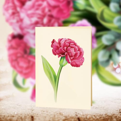 Airpark Pop Up Flower Bouquet Card for Women, 3D Floral Greeting Card with Envelope and Note, Birthday Thank You Thinking of You Get Well Gift for Mom Friend Wife Teacher, Carnation - style: Carnations