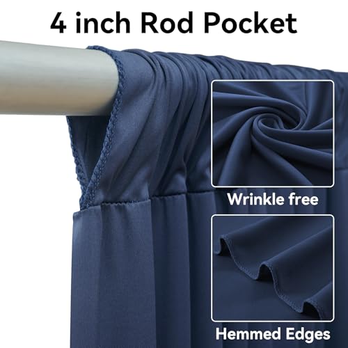 10x12 ft Navy Blue Backdrop Curtain for Wedding Parties, Wrinkle Free 2 Panels 12 ft Long Polyester Photo Backdrop Drapes Back Drop Cloth for Birthday Photography Background Party Backdrop - color: Navy Blue, size: 5ft(W)x12ft(H)_2 Panels