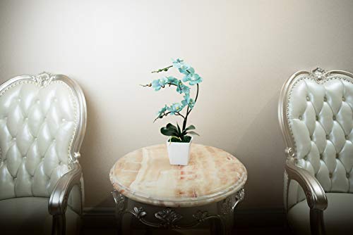 15 Inches Tall Artificial Silk Phalaenopsis Orchid Flower Plant Pot Teal Arrangements (Golden Blue) - color: Golden Blue