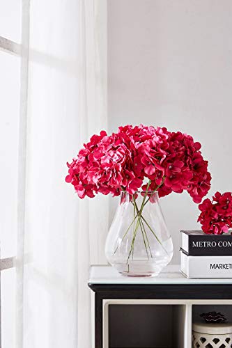 Artificial Hydrangea Flowers Fuchsia 10 Heads Hydrangea Silk Flowers Head for Wedding Centerpieces Bouquets DIY Floral Decor Home Decoration with Long Stems - color: 10pcs Fuchsia, size: Large