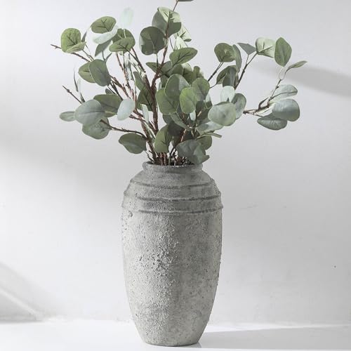 Large Ceramic Rustic Vase, 12.87 inch Tall Vintage Farmhouse Flower Pottery Vase for Home Decor, Living Room Shelf Decor,Enterway, Table Decoration - color: 101-3-12.87in