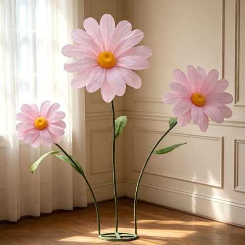 Large Daisy Flowers Artificial,5.9 Ft Giant Paper Flower Decoration,Big Flowers Decor for Party,Garden,Office,Home,Wedding,Graduation,Shop Window Display(Pink) - color: Pink