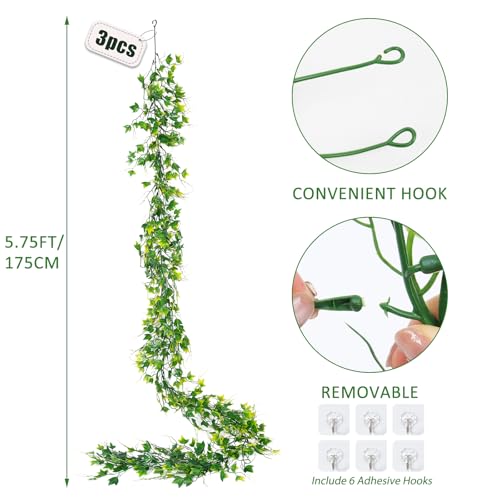 RECUTMS Fake Greenery Vines Artificial Vines Outdoor Greenery Wall Vines Green Leaves Decor Plastic Plants for Wedding Bouquet Party Proch Wedding Backyard Arch Outdoor Decor(Yellow) - color: Yellow, size: Ivy Garland