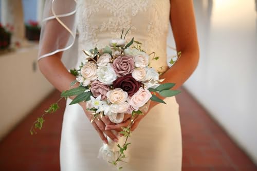 IPOPU Ranunculus Artificial Flowers 2 Bouquets Mini Cream Fake Flowers 12PCS Small Faux Ranunculus Decorative Flowers for DIY Wedding Bouquet Bridal Shower Filler Flowers Decorations (Cream) - color: Cream