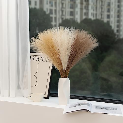 Wertuirk 30pcs Pampas Grass Decor - 24 Inch Boho Home Decor, Artificial pompas Floral, Small Faux Pompous Grass for Table Centerpieces, Wedding and Baby Shower Decorations - color: B Taupe & Beige & Khaki, size: 30 Pieces