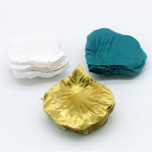 2NDTONONE 900PCS Teal Gold White Silk Rose Petals Turquoise Aqua Artificial Flower Petals for Wedding Party Table Confetti Aisle Runner Flower Girl Bridal Shower Hotel Home Vase Decoration
