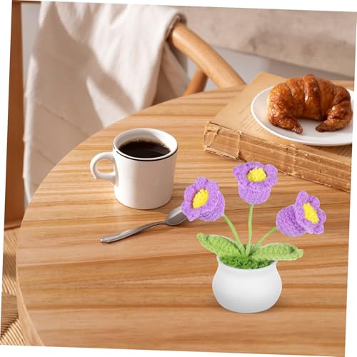 Cabilock Crochet Lily of the Valley Flower Ornaments Handmade Knitted Artificial Flowers for Car Dashboard and Desktop Decoration 2 Pieces 5.11X2.08X2.08 Inches Versatile Home Office Decor