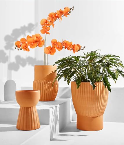 38 Inch Orange Orchids Artificial Flowers 6 PCS Fake Orchids Velvet Silk Orchids Faux Orchid Flowers Long Stem Artificial Flowers for Tall Vase for Home Wedding Decoration(Orange) - color: Orange