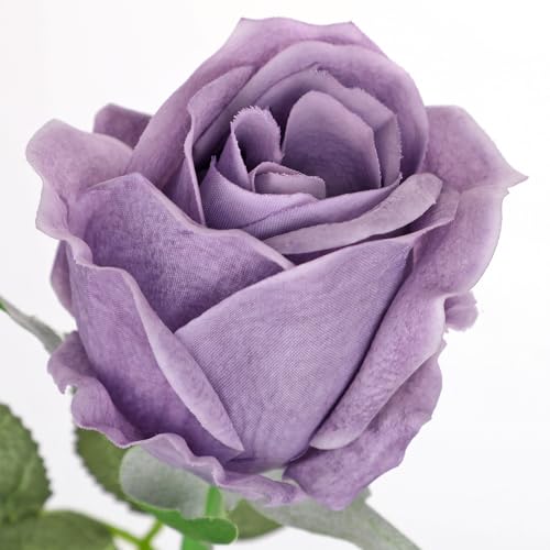 Artificial Realistic Roses Lilac Flowers 24" Real Touch Silk Roses Bouquet Long Stems Rose Fake Roses Decor for Home Party Wedding Table Centerpieces Roses Realistic - 5 Pcs - color: Lilac
