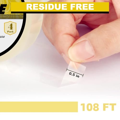 4Packs Clear Floral Tape - 1/2" Wide Floral Vase Tape, Clear Waterproof Floral Tape for Fresh Flower Bouquets and Flower Arrangements Crafts (0.5inch*4Packs) - size: 1/2 inch