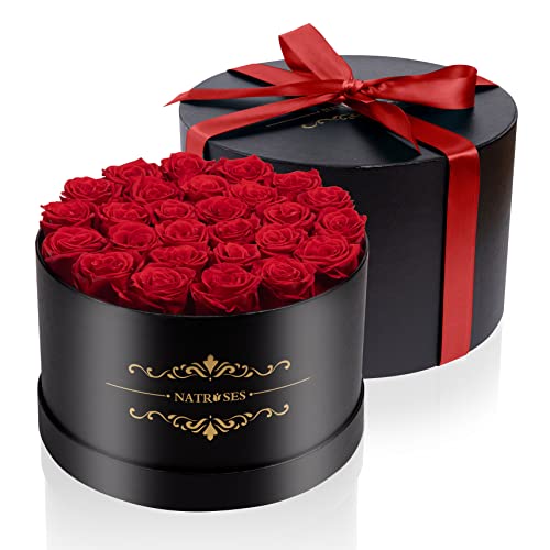 NATROSES Gifts for Her 27 Piece Forever Preserved Roses in a Box, Preserved Flowers for Delivery Birthday, Flowers Gifts for Mothers Day, Red - color: Red, size: 27 Roses