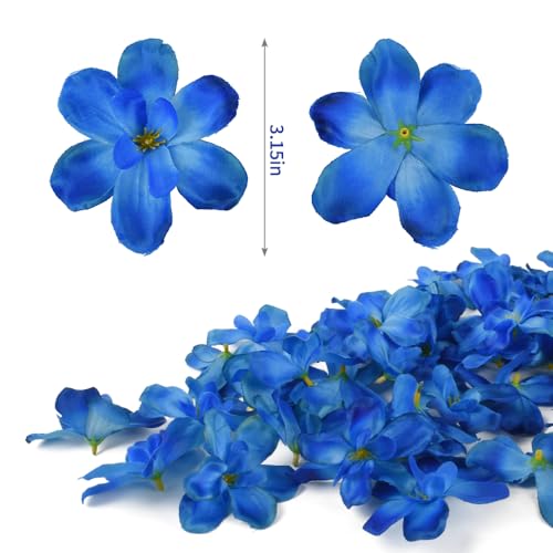 60 Pcs Artificial Orchid Flower Heads, Fake Orchid Blooms Heads for Wedding Cake Centerpieces Decor Bouquet Making DIY Crafts Bridal Shower Photography Props, Blue