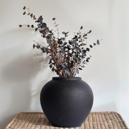 Rustic Ceramic Vase, 8.3" Black Farmhouse Tall Vase, Vintage Vases, Modern Terracotta Decor Vases for Home Decor, Living Room, Entryway, Table Centerpieces, Shelf, Kitchen, Housewarming Gifts - color: Black, size: 8.3in
