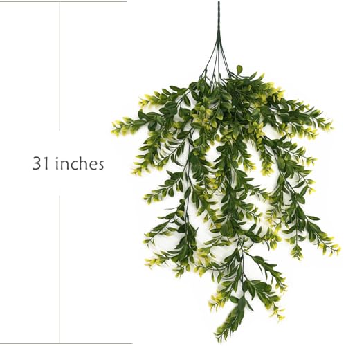 Artificial Hanging Plants, Fake Vines Decoration Plastic Leaves Faux Ivy Foliage Rattan Greeny Vine Plant for Wedding Indoor Outdoor Home Garden Bedroom Office Wedding Christmas Decor - Yellow 4 Pack - color: Yellow Leaves Vine - 4 Pcs