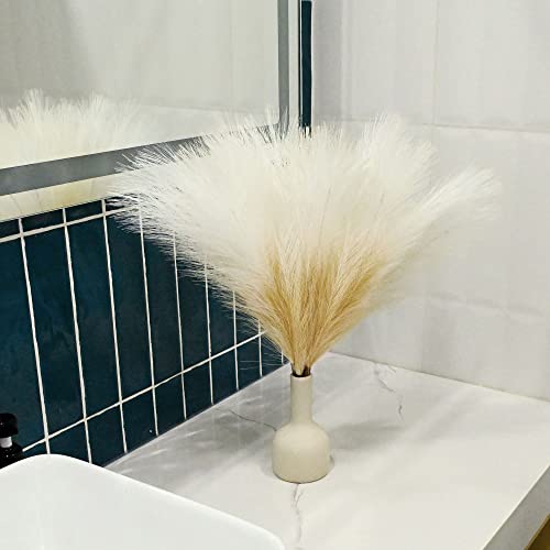 6 PCS Faux Pampas Grass Arrangement - 18"/45cm Artificial Fluffy Pompous Grass Stems for Boho Chic Home and Wedding Decor (Beige Gradient) - color: A3- Beige Gradient