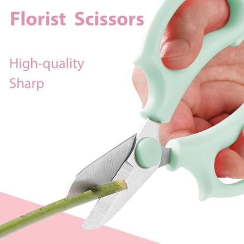 Floral Tool Kit, Rose Thorn Stripper Tool Garden Pruning Shears Scissors Kit, Glove for Floral Making Supplies,Use for Florist Supplies - color: Green