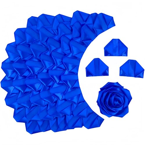 Half-Finished Satin Flower Petals, 100Pcs for DIY Everlasting Roses,Eternal Flowers Bouquets & Floral Art Perfect for Wedding Bouquets, Anniversary (Pre-Made) - color: 100 Pcs Royal Blue