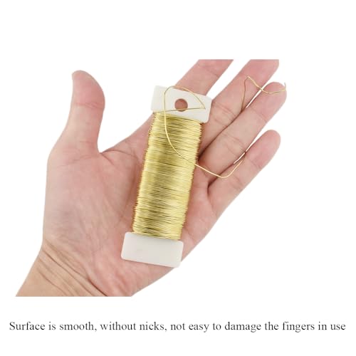 HAHIYO 22Gauge Golden 3Roll Total 115Yards(345Feet) Metal Floral Wire Flexible Paddle Wire for Crafts Christmas Wreaths Tree Flower Arrangement Bouquet Wrapping Wedding DIY - color: Golden, size: 22Gauge-3P/115Yards