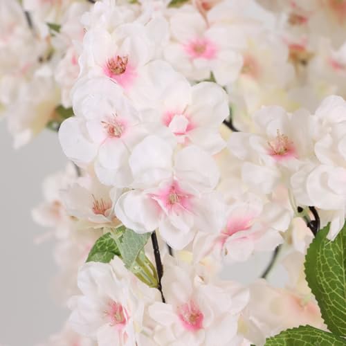 Artificial Cherry Blossoms Tree Bedroom Trees Indoor Faux Cherry Blossom Tree for Christmas New Year Home Decor - color: White-ap29