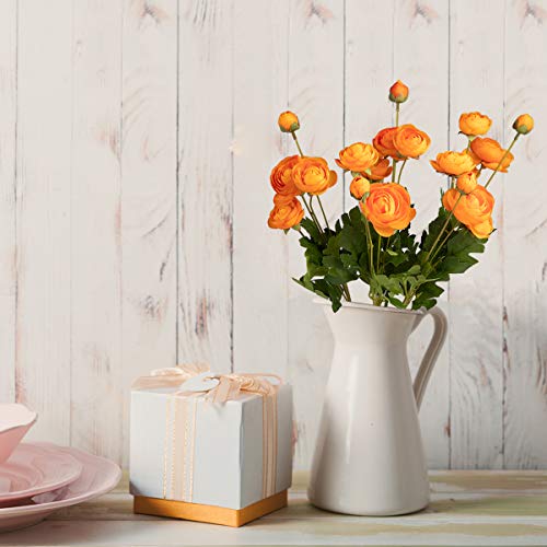5 Stems Artificial Silk Ranunculus Flowers Orange 23" Tall,UV Resistant,Bendable Stems for Wedding Centerpieces,Home Deco（Orange） - color: Orange