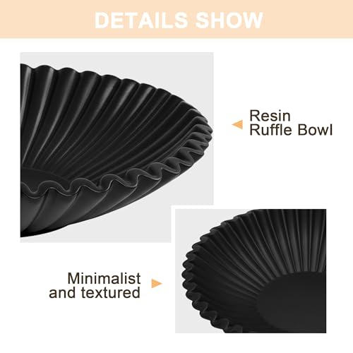 Resin Black Bowl Decorative for Home - Key and Purse Bowls for Entryway Table - color: Black, size: 10 inch