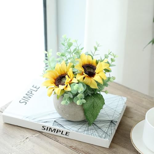 Rose in Pot Decor Potted Artificial Flowers Mini Plants Faux Flowers Indoor Small Decor Fake Roses for Home, Bathroom, Kitchen, Offices, Wedding Party Centerpieces (2pcs Yellow) - color: 2pcs Yellow