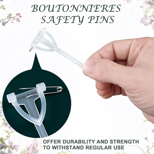 Boutonniere Safety Pins, Plastic Corsage Pins Safety Clips for Bride Groom, Tiny Boutonniere Brooch Supplies - color: Clear-20pcs