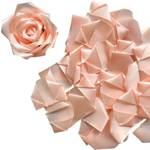 DIY Forever Rose Petals Kit, 100Pcs Pre-Made Satin Flowers for Handmade Bouquets, Wedding, Anniversary, Christmas Decor (Light Champagne) - color: 100 Pcs Light Champagne