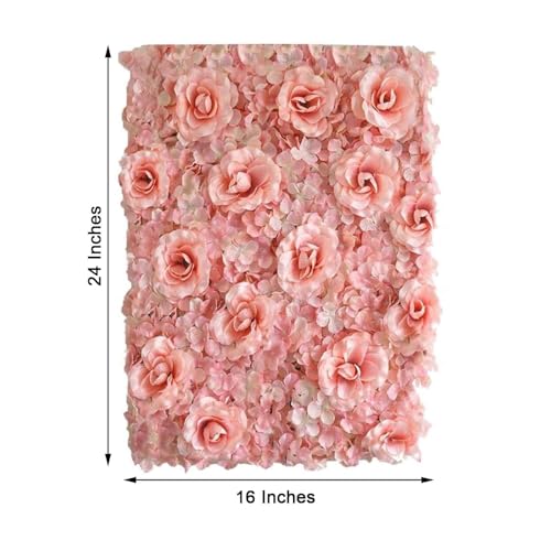 Efavormart 4 Pack Blush 3D Silk Rose and Hydrangea Flower Wall Panels - 11 Sq. Ft. UV Protected Artificial Floral Backdrop Mat for Wedding, Party Photography, Nursery Wall & DIY Decor - color: Blush