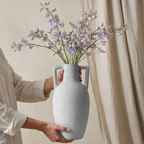 Ceramic Flower Vase with Handles, 12.8 inch Tall Ceramic Vase Farmhouse Rustic Vases Decorative Pottery Vases Large Floor Vase for Home Decor Living Room Table Bookshelf Centerpiece Fireplace, White - color: 12.8 in - White