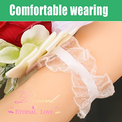 Red Rose Wrist Corsage Bracelets, 6 Pack Artificial Flower Hand Wrist Corsages with White Sheer Ribbon Pearl, Wedding Bridal Bridesmaid Wrist Flower for Prom Party Anniversary Wedding Decor - color: 6red, size: six (flower)