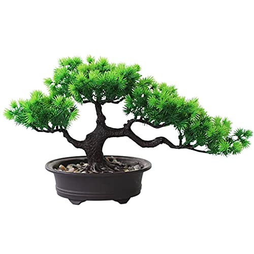 Artificial Bonsai Tree Fake Plant Decoration Potted Tree Faux House Plants Small Japanese Pine Bonsai Plant for Indoor Home Decoration Office Hotel Windowsill Desktop Display Zen Decor Trees